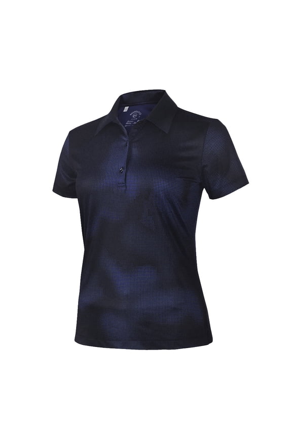 Women's Short Sleeve Two Tone Dot Printed Golf Polo Shirt #2604