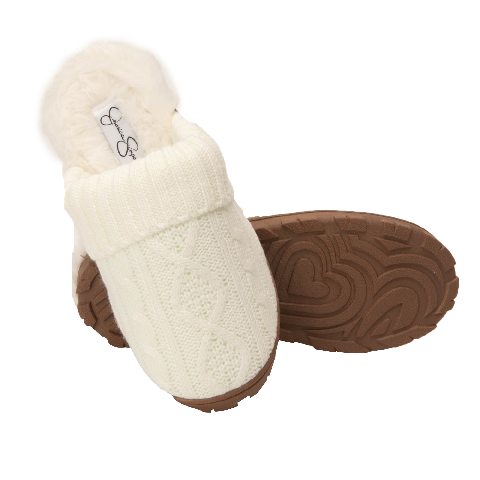 Jessica Simpson Women's Soft Cable Knit Slippers With Indoor/Outdoor - Walmart.com