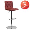 thumbnail image 2 of Contemporary Tufted Vinyl Adjustable Height Barstool with Chrome Base, Set of 2, Multiple Colors, 2 of 7