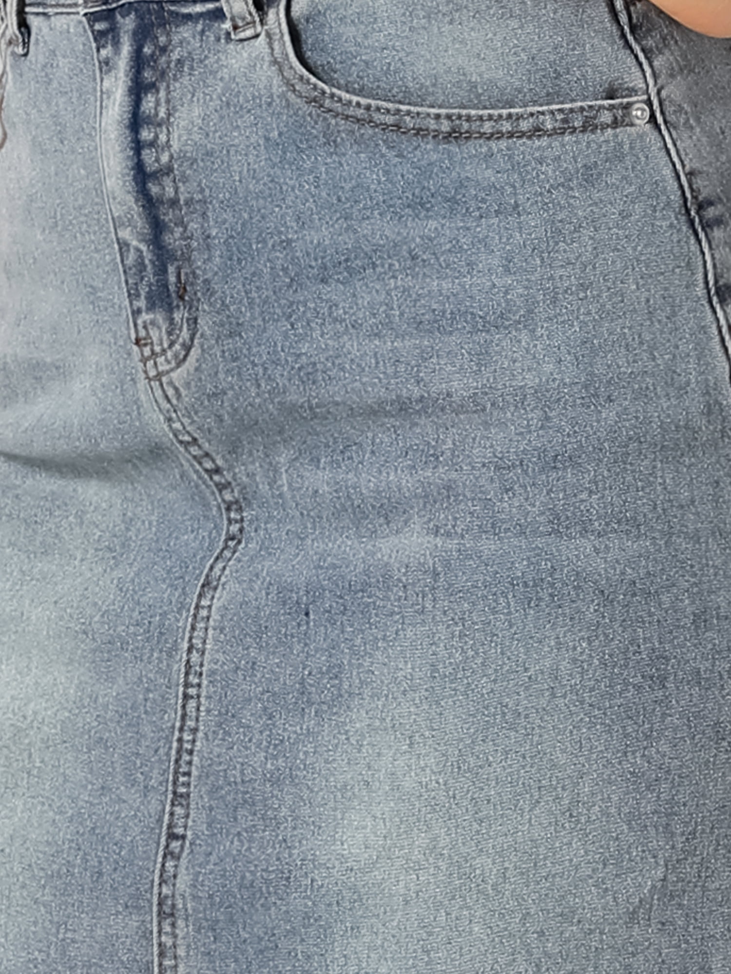 DARING DIVA Women's Jean Back Vent Midi Length Denim Skirts L Grey Blue