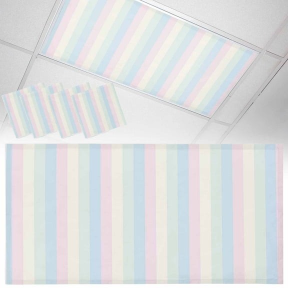 4 Pack White Pink Fluorescent Light Covers for Ceiling Lights and Light Blue Simple Line Colored Block Magnetic Ceiling Light Covers Overhead Light Filters for Office Classroom Home