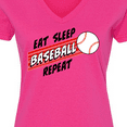 thumbnail image 4 of Inktastic Eat, Sleep, Baseball, Repeat Women's V-Neck T-Shirt, 4 of 5