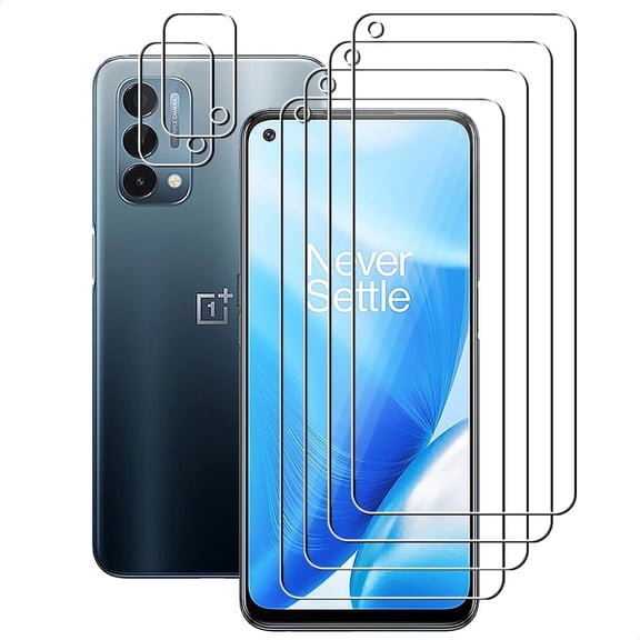 UZWZW (4+2) for OnePlus Nord N200 5G (4 Pack) Tempered Glass HD Clear Screen Protector with (2 Pack) Camera Lens Protector
