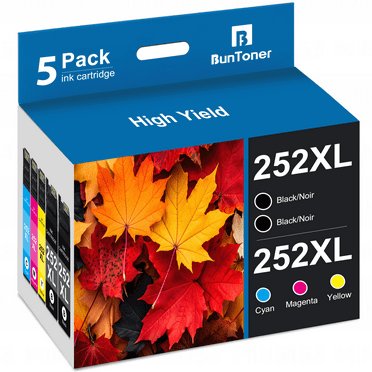 252 252XL Ink Cartridge for Epson Ink 252 252XL Combo Pack  (Black Cyan Magenta Yellow, 5 Pack)