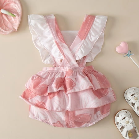 

kpoplk Toddler Boy Summer Outfits Toddler Infant Baby Girl Kid Halter Floral Jumpsuit V Neck Tank Tops Romper Bodysuit Sunsuit Playsuit Summer Clothes(Pink)