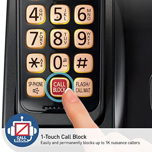 Cordless Phone with Advanced Call Block, Bilingual Caller ID and Easy to Read Large High-Contrast Display, Expandable System with 3 Handsets - KX-TGD813B (Black)