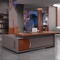 thumbnail image 4 of Writing Corner Work Desk Reception Boss Reception Wooden Executive Table Modern Shelf Escritorio Con Cajones Office Furniture My Lux Decor Round, 4 of 16