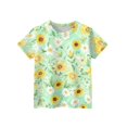 thumbnail image 3 of Abcomgle Girls Tee Shirts 7-16 Crewneck Sunflower Watercolor Blooms Tshirts Toddler Short Sleeve Tshirt Summer Casual Cotton Toddler Tops Girls, 3 of 5