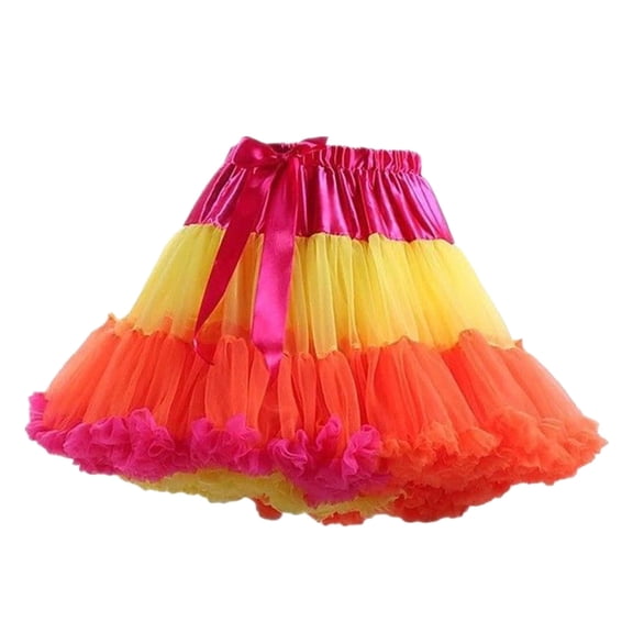 ZToonmas Women's High Waist Tutu Skirt Color Block Fluffy Layered Tulle Skirt Sweet Princess Style A-Line Mini Skirt