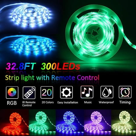 Led Strip Lights Sync To Music Kousee 32 8ft Flexible 10m Self Adhesive Rgb Light Strips Remote Color Change Ip65 Walmart Canada