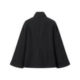 thumbnail image 4 of Female Batwing Sleeve Ponchos Pea Coat Wool Stand Collar Jacket Cropped Overcoat Black L, 4 of 8