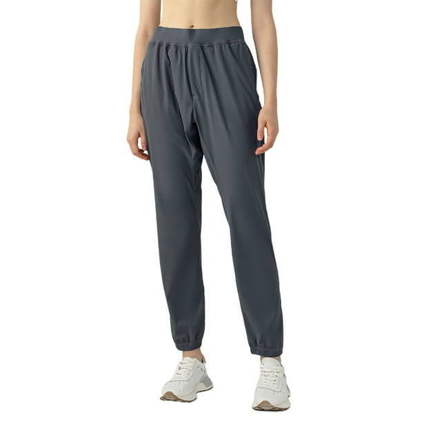 Pantalones de yoga de cintura alta con bolsillos: corte recto, rayas reflectantes, nailon, leggings de entrenamiento para mujer, todas las tallas.