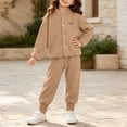 thumbnail image 7 of WAVSUF Girls Fall Fleece Sets 2 Piece, Long Sleeve Zipper Sweatshirts and Joggers Winter Warm Casual Outfits Brown 3, 7 of 7