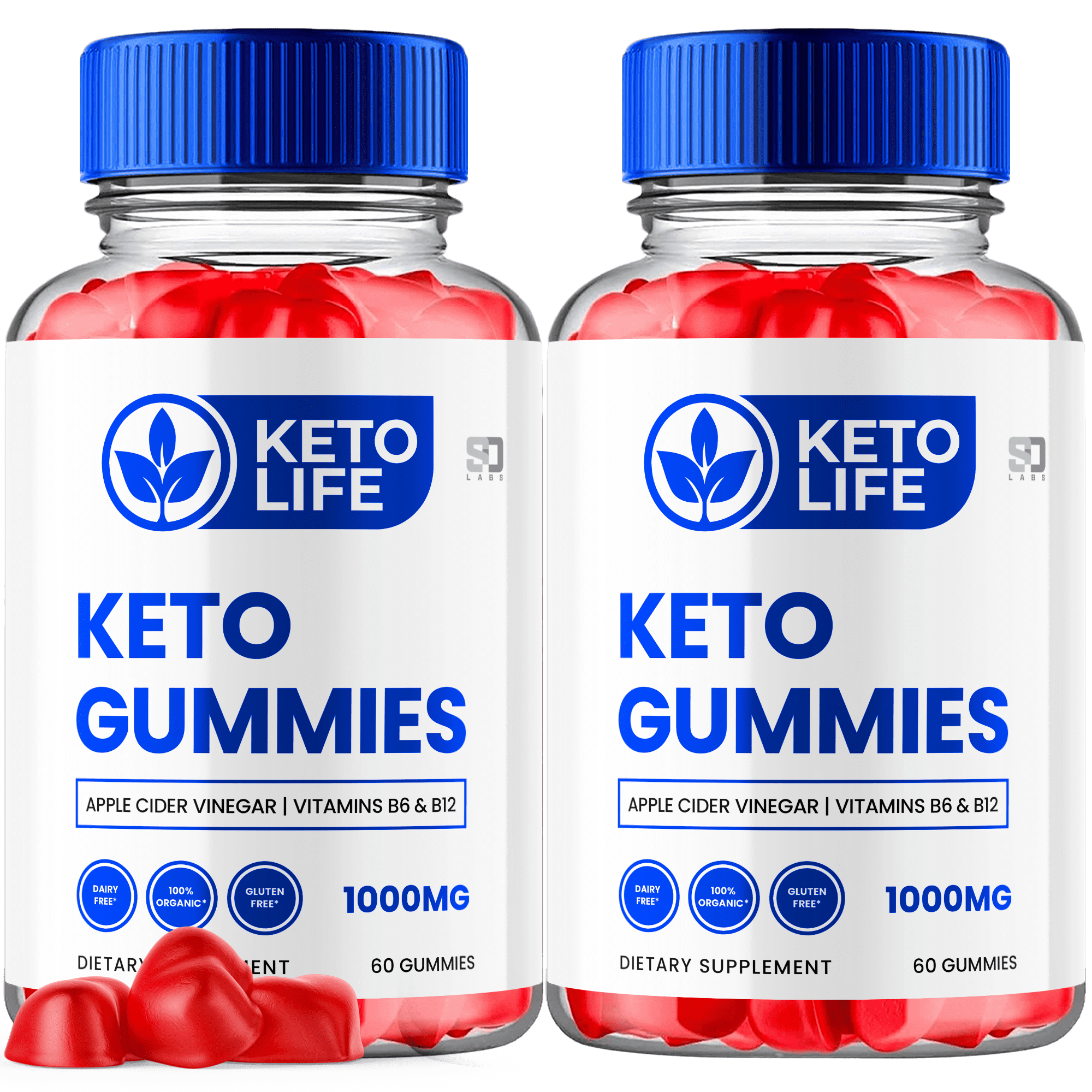 Keto Life ACV Keto Gummies 1000MG Apple Cider Vinegar Supplement 2 Pack