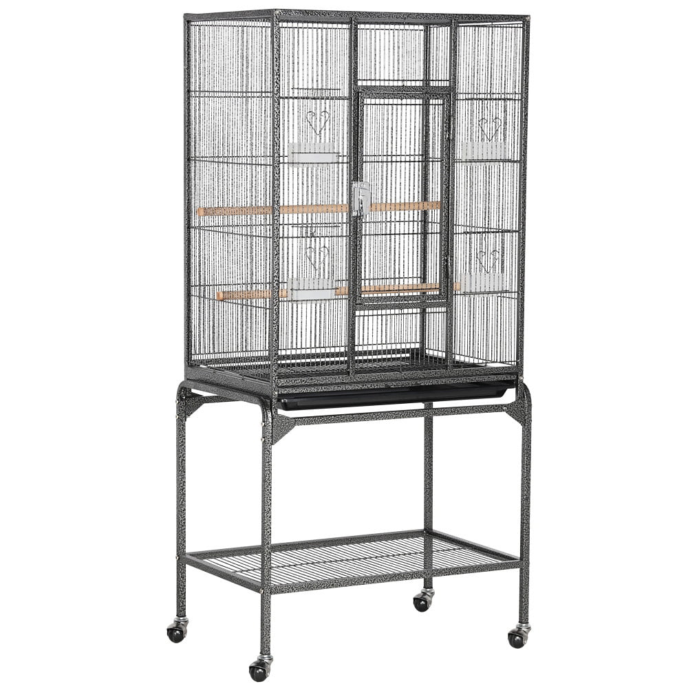 Canaries Relaxdays Bird Cage with Stand HBT 146.5 x 55 x 50 cm Black Feeding Bowl Exotic Cage Perch Finches
