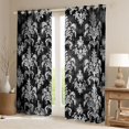 thumbnail image 2 of Feelyou Grey Damask Blackout Curtains Set of 2 (52x84 Each), Boho Floral Window Curtains, 2 of 6
