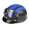 thumbnail image 2 of Universal motocicleta scooter cuero sintético cara abierta medio casco y visera gafas UV azul Jadeshay  A, 2 of 7