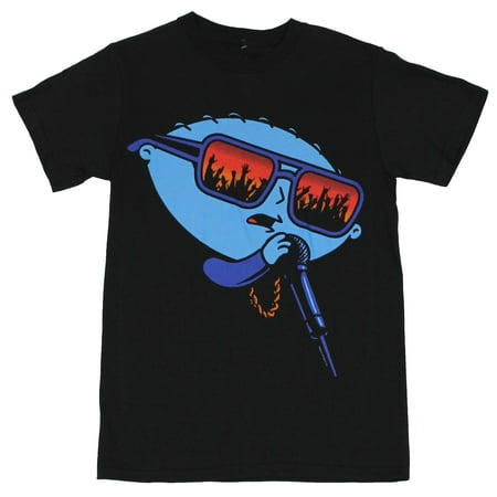 Family Guy Tee Shirts - Family Guy Mens T-Shirt - Rapping Stewie Giffin Rocking The Mic on Black