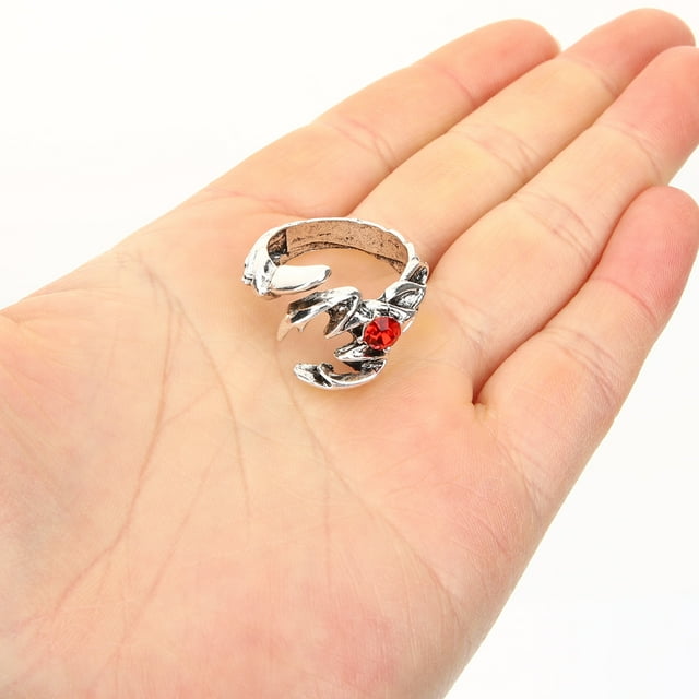 KONTONTY Adjustable Open Ring for Men Multi Color Scorpion Rhinestone Statement Fashion Ring