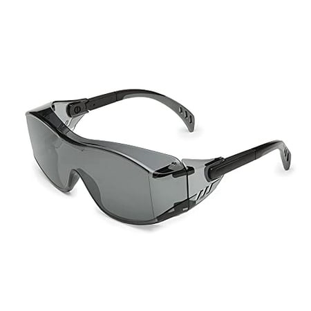 

6983 Cover2 Safety Glasses Protective Eye Wear - Over-The-Glass (OTG) Gray Lens Black Temple 10 Pair