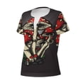thumbnail image 2 of Goofa Red Mushrooms Pattern Womens Deep V Neck Low Cut Tops Casual Summer Short Sleeve Ribbed Knit T-Shirts-X-Large, 2 of 5