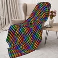 thumbnail image 3 of Hirioo Rainbow Houndstooth for Flannel Blanket, Cozy and Warm Throw for Bed or Couch ,Perfect for All Seasons-80"x60", 3 of 6