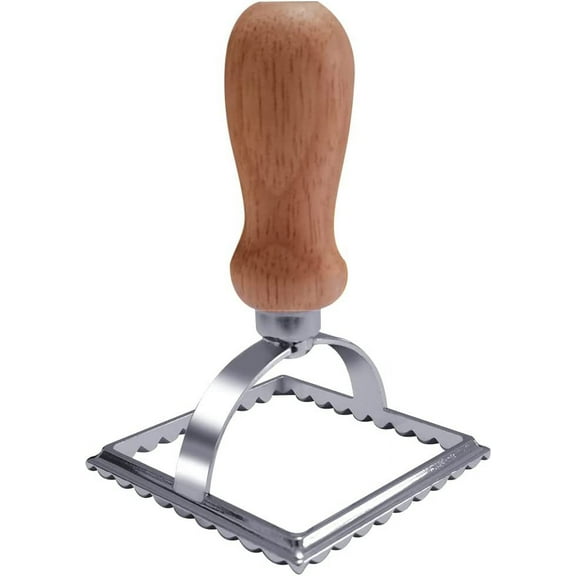 Ravioli Stamp Ravioli Maker Cutter Stainless Steel Ravioli Mold with Wooden Handle, Used for Making Italian Dumplings, Pasta, Pierogi, Spaghetti, Lasagna and Pies (C-Square)