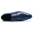 thumbnail image 4 of Santimon Men Derby Shoes Crocodile Pattern Pointed Toe Lace Up Oxford Shoes Business Leather Dress Shoes Blue 6 US, 4 of 8