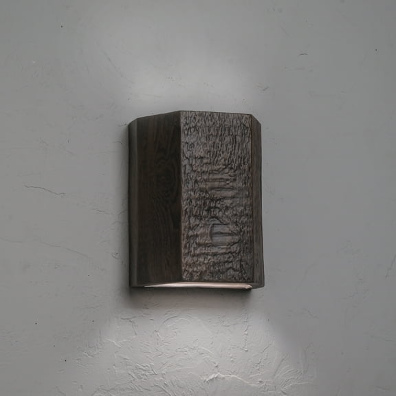 Luxury Lighting, Oakheart 10" High Wood-Look Ceramic 3-Sided Outdoor Wall Mount Light, Electric, 120VAC, LED Bulb Included