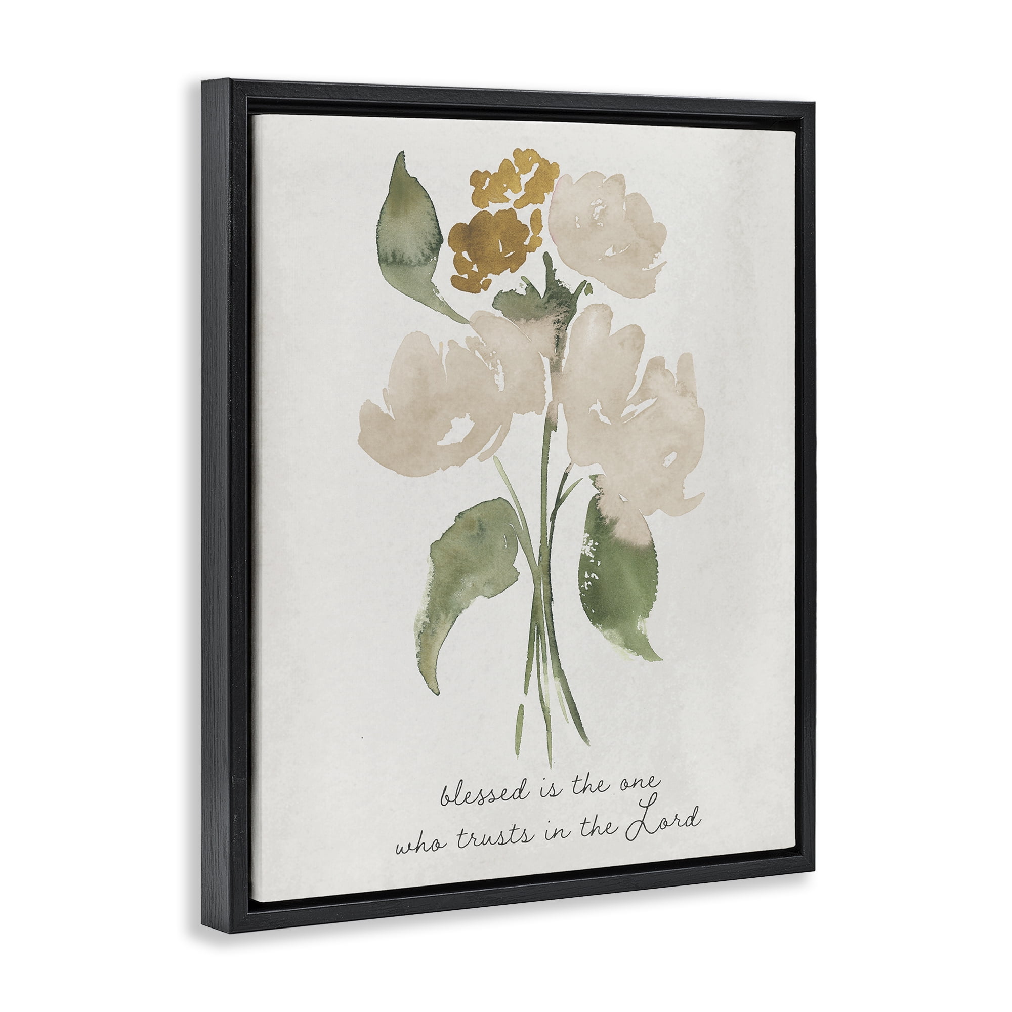 Stupell Industries Who Trusts In The Lord Flowers Black Framed Floater Canvas Wall Art, design by Lucille Price