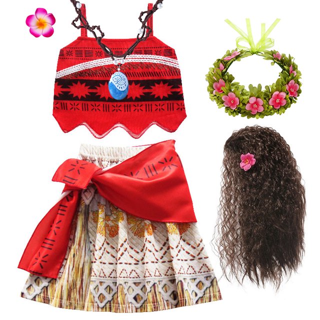 Disney Princess Vaiana Fantasy Niños Cosplay Moana Verano Niñas Carnaval Vestido Niños Ropa Conjunto Fiesta Navidad Disfraz Moana