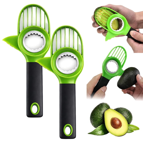 3-in-1 Avocado Slicer and Pitter, Stainless Steel Fruit Peeler and Cutter Tool, Multi-Function Guacamole Prep Gadget for Kitchen, 8.6 inch