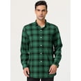 thumbnail image 3 of Camisas casuales de manga larga para hombre, de ajuste regular, con botones, a cuadros, a cuadros. Verde L Unique Bargains Camisa, 3 of 6