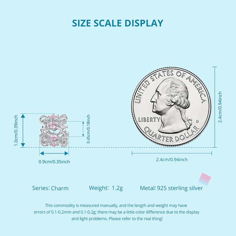 Bow Spacer Beads Charm 925 Sterling Silver Charm,Charm for Bracelets , Perfect Gift for Women