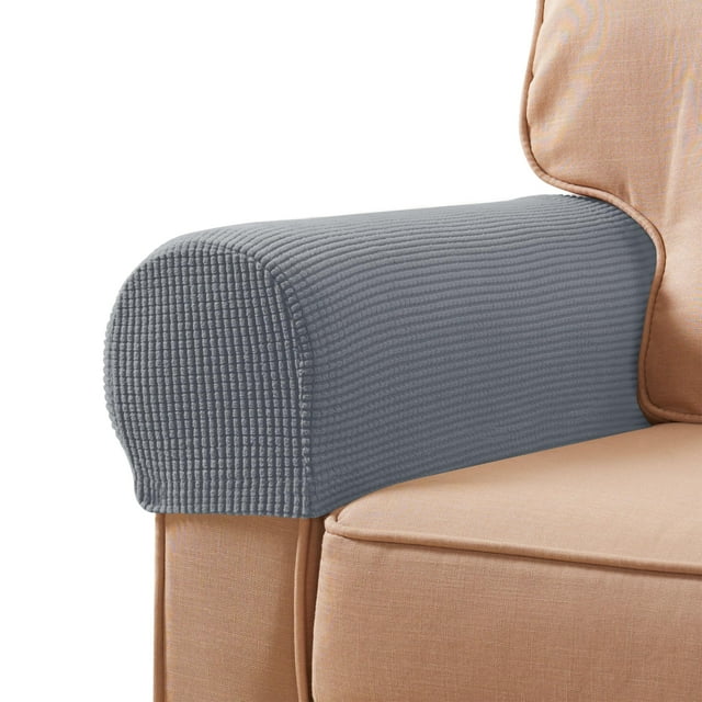 Fundas de reposabrazos SUBRTEX de elastano elástico para sillas y sofás, color gris claro