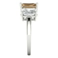 thumbnail image 3 of 4ct Emerald Cut Brown Champagne Crystal 18k White Gold Engraving Statement Bridal Wedding Three-Stone Designer Ring Size 8, 3 of 5