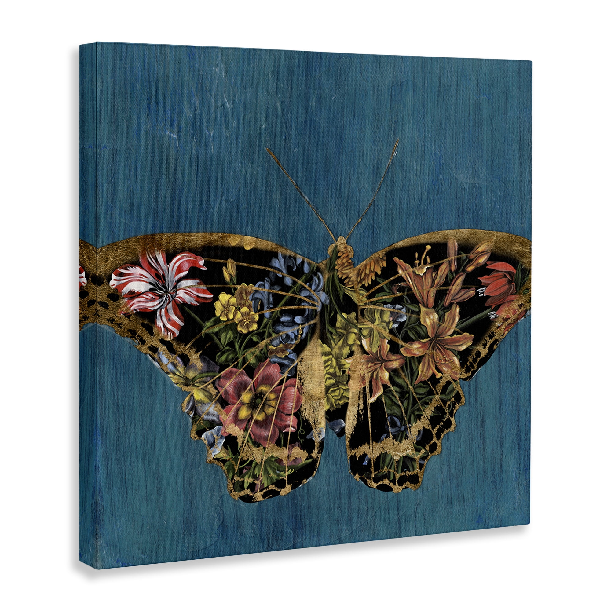 Stupell Industries Butterfly with Floral Wings Animals & Insects Painting Gallery Wrapped Canvas Art Print Wall Art, 30 x 30