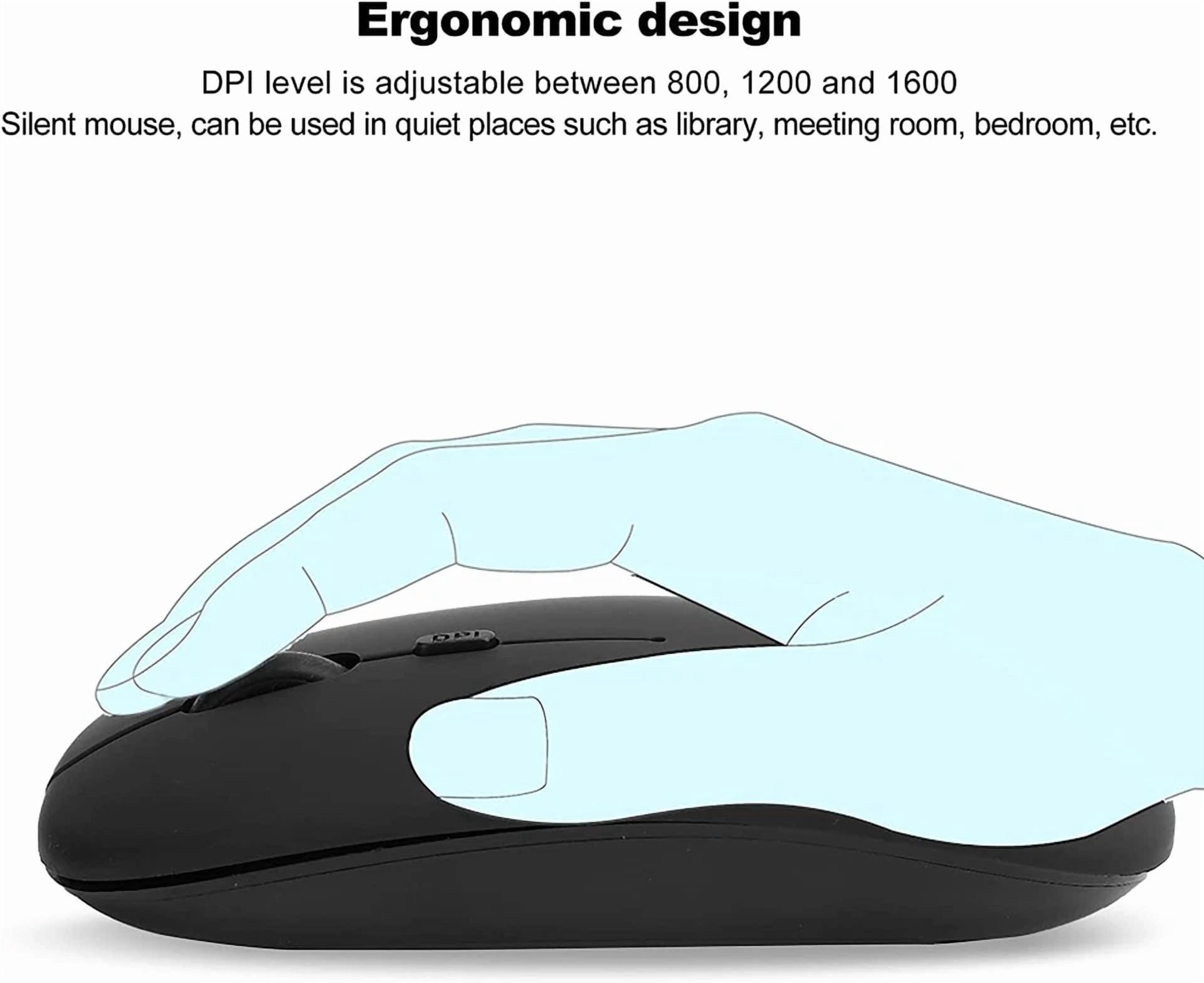 CIRCLE- Gaming Mouse, Ergonomic Silent Bluetooth 5.0 Mouse Less Click Noise Office For L