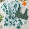 thumbnail image 3 of GYRATEDREAM Girls Swimsuits Tropical Print Bikini Bathing Suit with Kimono 3 Piece Swimsuits for 7-12 Years, 3 of 7