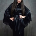 thumbnail image 7 of GPOECD Long Robe Satin Kimono Bridesmaid Wedding Bath Robe with Lace Plus Size Womens Pajamas Black,XXXL, 7 of 7