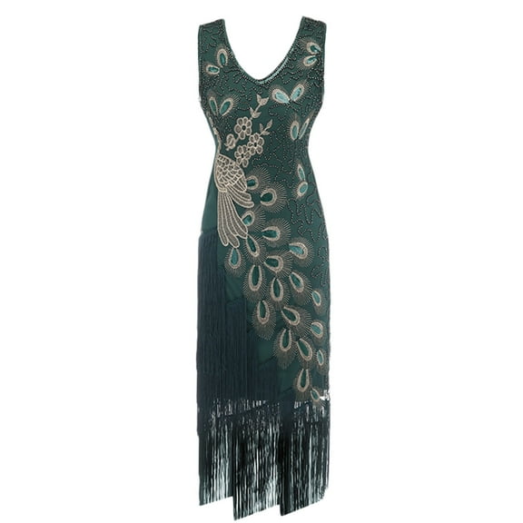 Halloween Dress for Women Plus Size Vintage 1920s Flapper Tassel Great Gatsby Evening Party Cocktail Dress