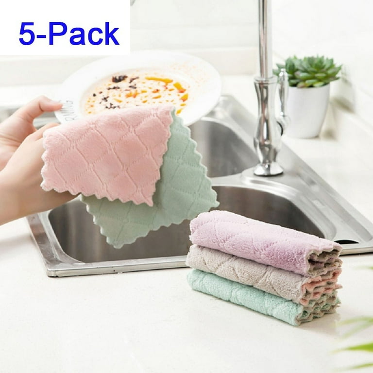 Multi-Purpose Cleaning Cloths, 5 pcs Washcloths Super Absorbent Kitchen  Towels, Dish Cloths for Kitchen, Wash Cloth for Home, Car, Window, Odor  Stain