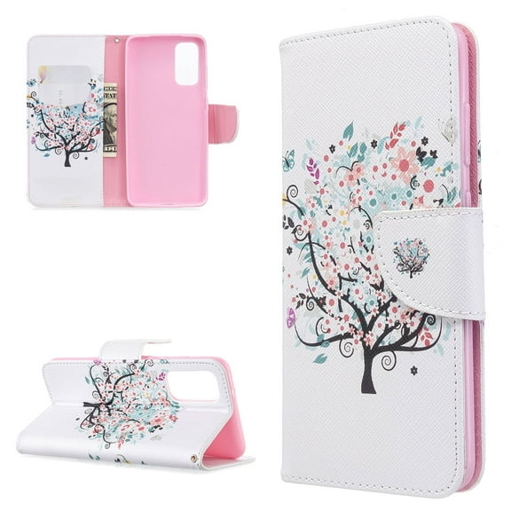 Galaxy S20 Ultra Case, Allytech PU Leather Slim Fit Kickstand Folio Flip Shockproof Full Protection Magnetic Clasp Cards Slots Pocket Purse Case Cover for Samsung Galaxy S20 Ultra 5G,Colorful Tree