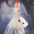 thumbnail image 4 of Halloween Prom Queen Dress, Black Tulle Gown with Red Rose & Sash, No Crown Included for Stage Performance, L, 4 of 7