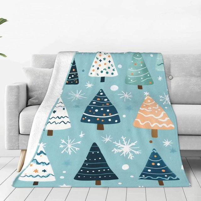 Manta navideña con bonito dibujo de árbol de Navidad, manta navideña, decoración navideña para sofá cama, viaje, 60 x 50 pulgadas