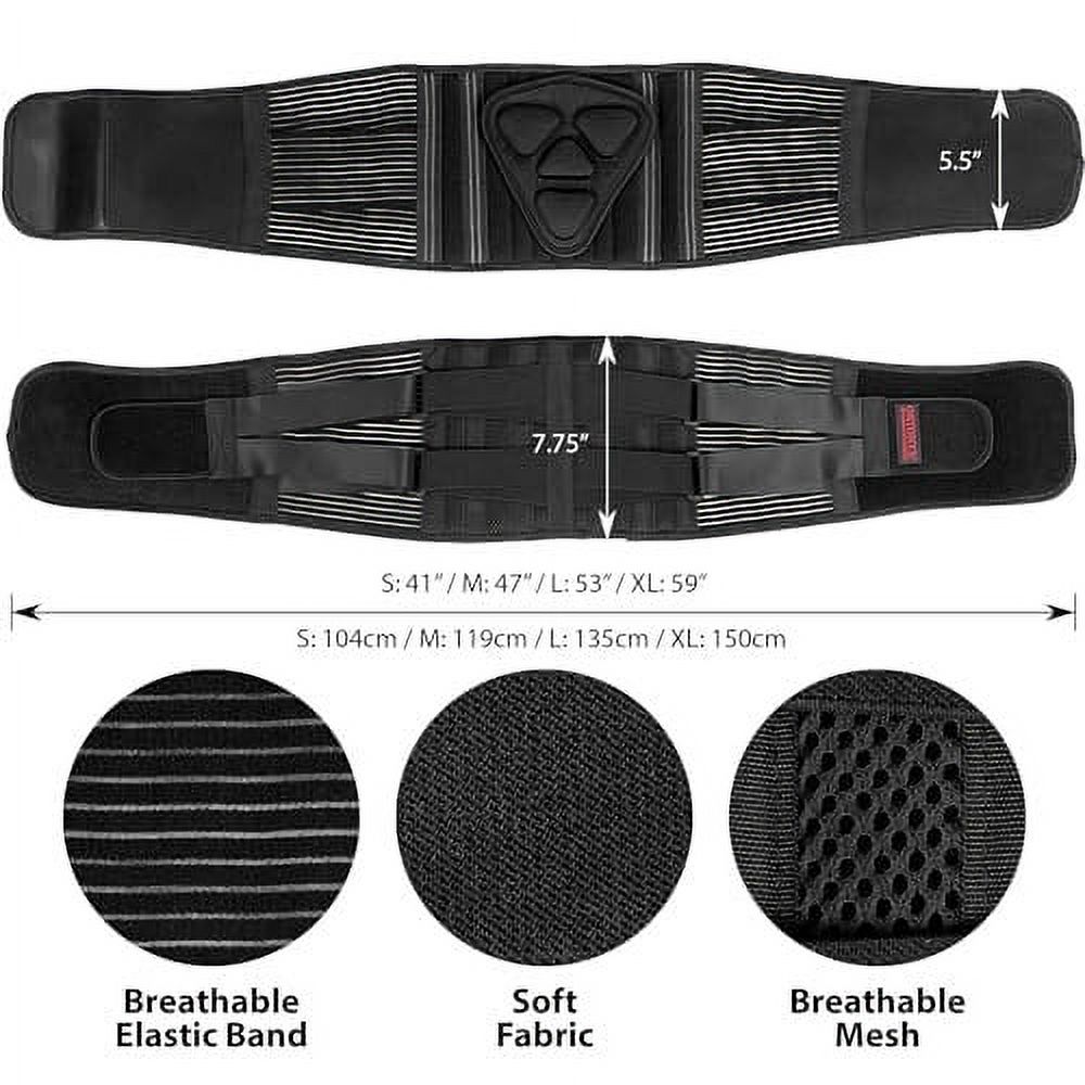 ORTONYX Lower Back Brace Lumbar Support Belt for Men and Women, Back pain Relief, Herniated Disc, Scoliosis, Sciatica/Black L