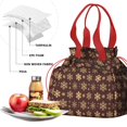 thumbnail image 4 of Brown Christmas Snowflake Pattern Drawstring Lunch Bag Women - Drawstring Lunch Bag Insulated for Work Office - Stain-Resistant Large Lunchbags for Women with Multi-Pockets, 4 of 6
