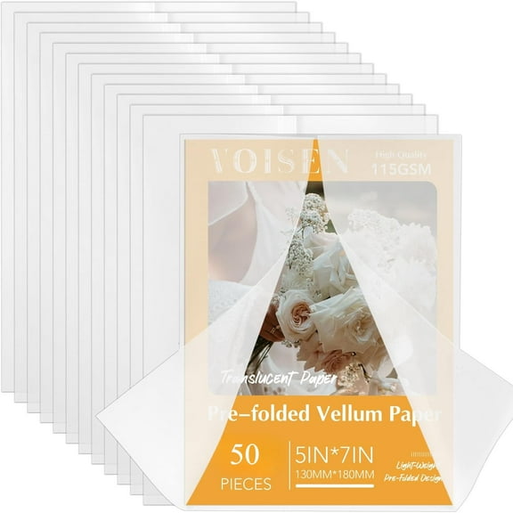 Vellum Jackets for 5x7 Invitations Translucent Invitation Sleeves 50 Pack for Wedding/Birthday/Crafts