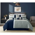 thumbnail image 3 of Chezmoi Collection 7-Piece Medallion Patchwork Comforter Set, California King, Navy/Blue/Gray, 3 of 5