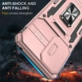 thumbnail image 2 of JiaheCover Case For Motorola Moto G Stylus 4G (2022), Armor Shockproof Magnetic Metal Ring Stand Slide Camera Lens Protector Case Cover,Rosegold, 2 of 7